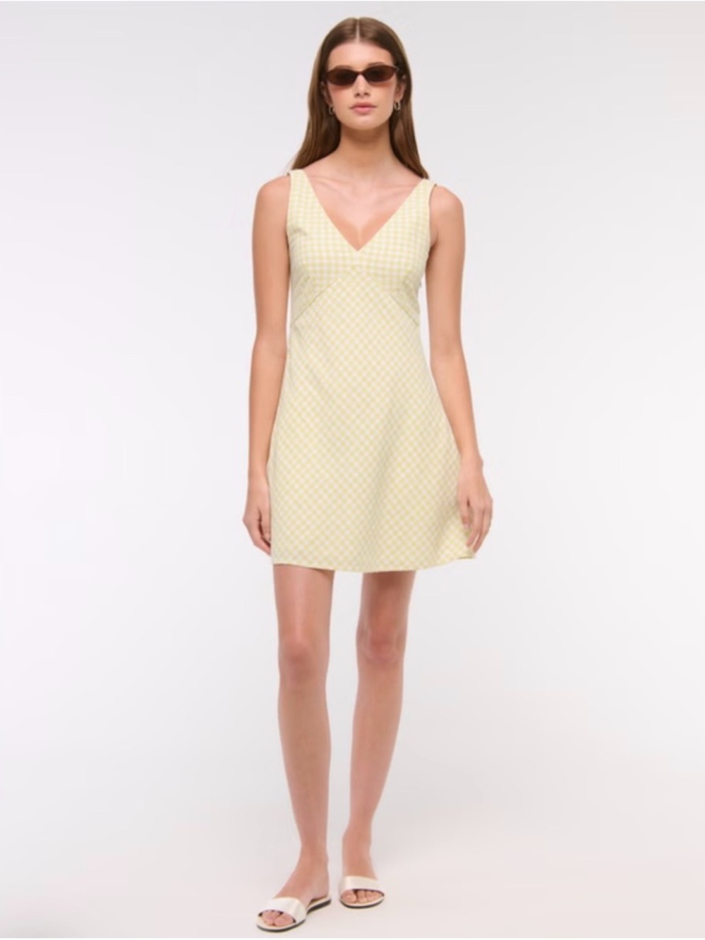 Abercrombie Yellow Gingham Mini Dress NWT Smocked Back Cottagecore Summer